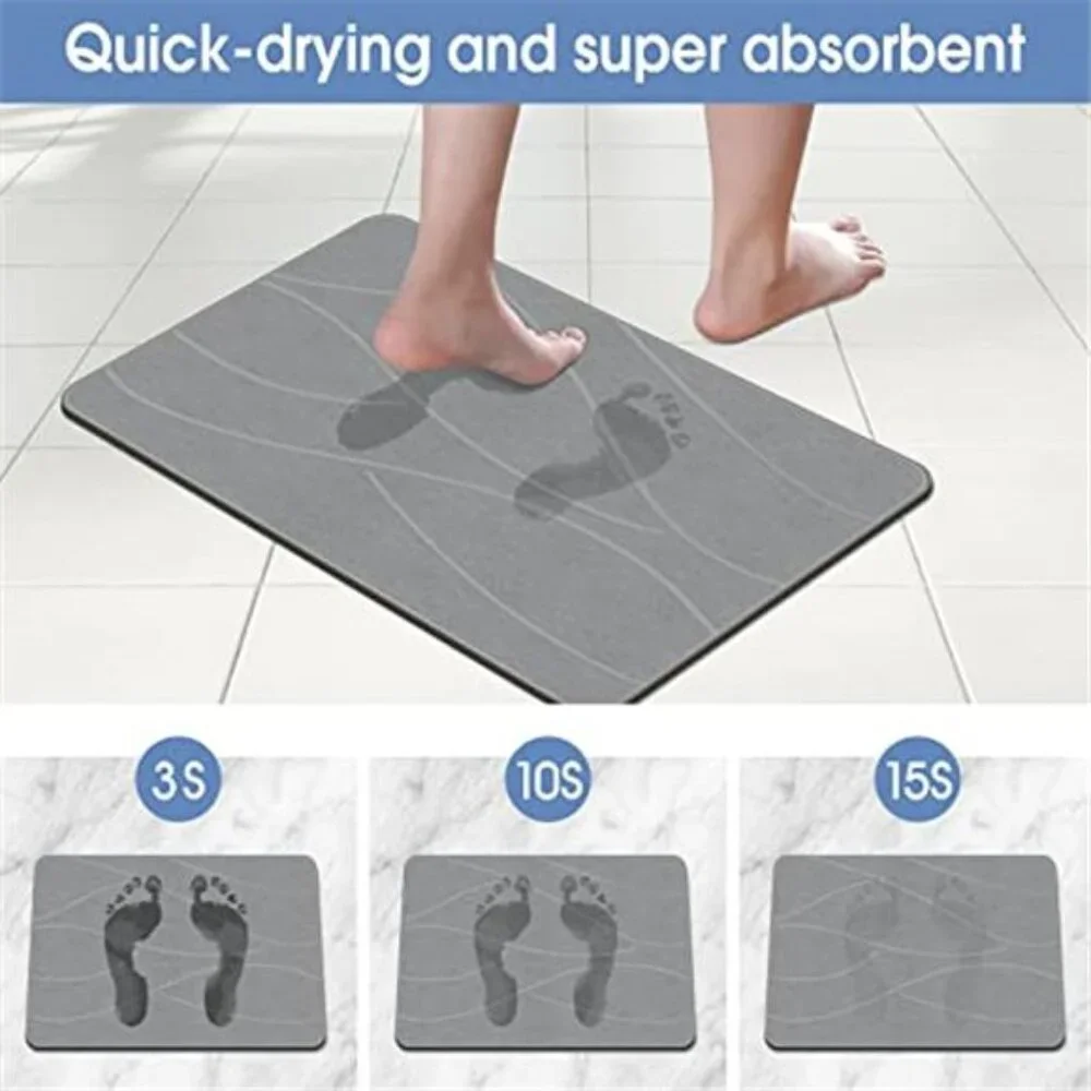 Stone Bath Mat Diatomaceous Earth Quick Dry Non Slip Absorbent Bathroom Mat